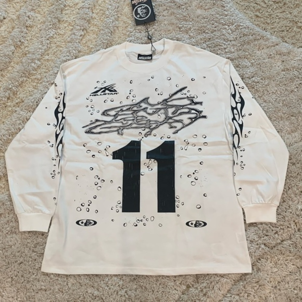 Hellstar White Long-Sleeve T-Shirt 11 Logo Men’s Size Large
